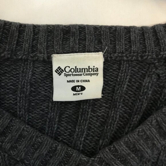 Columbia Men's Heavy Duty Knit V neck Sweater Fall Gray cable knit Size Medium - Picture 6 of 16